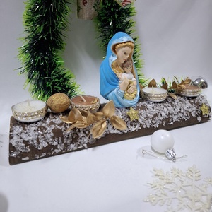 Adventi Mária koszorú,  asztaldísz,  dekoráció - karácsony - adventi díszek - adventi asztaldísz - Meska.hu
