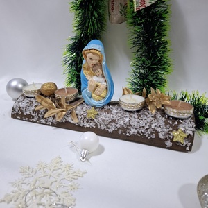 Adventi Mária koszorú,  asztaldísz,  dekoráció - karácsony - adventi díszek - adventi asztaldísz - Meska.hu