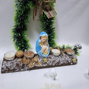 Adventi Mária koszorú,  asztaldísz,  dekoráció - karácsony - adventi díszek - adventi asztaldísz - Meska.hu