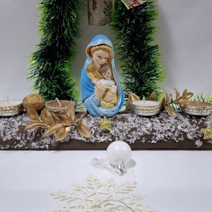 Adventi Mária koszorú,  asztaldísz,  dekoráció, Karácsony, Adventi díszek, Adventi asztaldísz, Mindenmás, MESKA