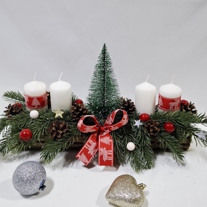 Adventi klasszikus koszorú,  asztaldísz,  dekoráció, Karácsony, Adventi díszek, Adventi asztaldísz, Mindenmás, MESKA