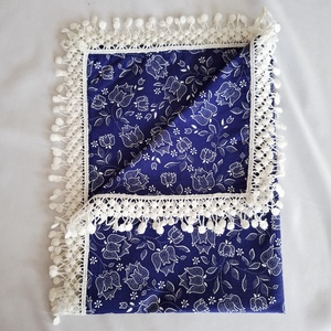 Kékfestő tulipános futó asztalterítő, 135x40 cm dekoráció, Otthon & Életmód, Konyhafelszerelés, tálalás, Tálalás, Terítő, Varrás, MESKA