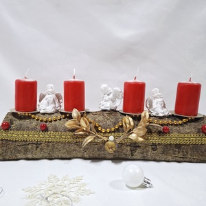 Adventi angyalok koszorú,  asztaldísz,  dekoráció, Karácsony, Adventi díszek, Adventi asztaldísz, Mindenmás, MESKA