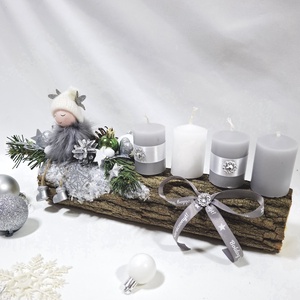 Adventi hókirálynő koszorú,  asztaldísz,  dekoráció - karácsony - adventi díszek - adventi asztaldísz - Meska.hu