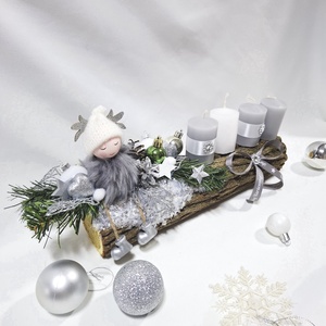 Adventi hókirálynő koszorú,  asztaldísz,  dekoráció - karácsony - adventi díszek - adventi asztaldísz - Meska.hu