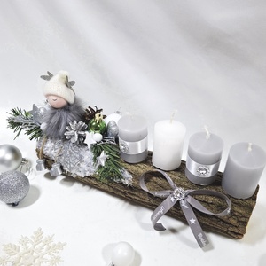 Adventi hókirálynő koszorú,  asztaldísz,  dekoráció - karácsony - adventi díszek - adventi asztaldísz - Meska.hu