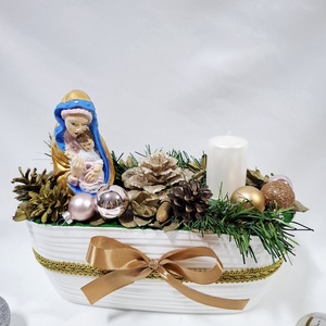 Adventi Mária koszorú,  asztaldísz,  dekoráció - karácsony - adventi díszek - adventi asztaldísz - Meska.hu