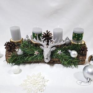 Adventi rénszarvas koszorú,  asztaldísz,  dekoráció - Meska.hu