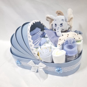 Dumbo elefánt bölcső pelenkatorta 2-5 kg pelenkatorony, babaváró csomag, kelengye - baba - mama - pelenkázó, babafürdető kellékek - pelenkatorta - Meska.hu