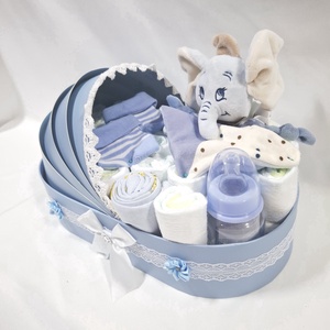 Dumbo elefánt bölcső pelenkatorta 2-5 kg pelenkatorony, babaváró csomag, kelengye - baba - mama - pelenkázó, babafürdető kellékek - pelenkatorta - Meska.hu