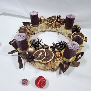 Karácsonyi adventi  illatos klasszikus koszorú, asztaldísz  - karácsony - adventi díszek - adventi koszorú - Meska.hu