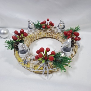 Karácsonyi adventi manó  koszorú, asztaldísz , Karácsony, Adventi díszek, Adventi koszorú, Mindenmás, MESKA