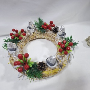 Karácsonyi adventi manó  koszorú, asztaldísz  - karácsony - adventi díszek - adventi koszorú - Meska.hu