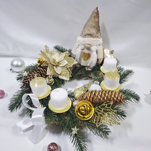 Karácsonyi adventi manó  koszorú, asztaldísz , Karácsony, Adventi díszek, Adventi koszorú, Mindenmás, MESKA