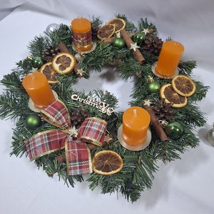 Karácsonyi adventi  illatos klasszikus koszorú, asztaldísz  - karácsony - adventi díszek - adventi koszorú - Meska.hu