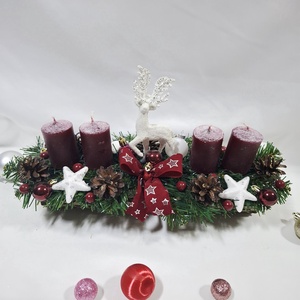 Karácsonyi adventi rénszarvas klasszikus koszorú, asztaldísz  - Meska.hu