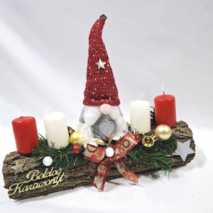 Karácsonyi adventi manó  koszorú, asztaldísz  - karácsony - adventi díszek - adventi koszorú - Meska.hu