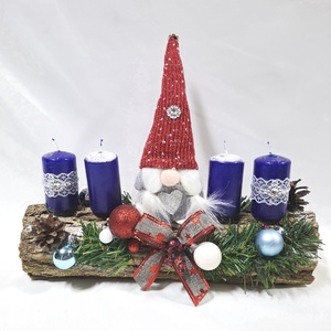 Karácsonyi adventi manó  koszorú, asztaldísz  - Meska.hu