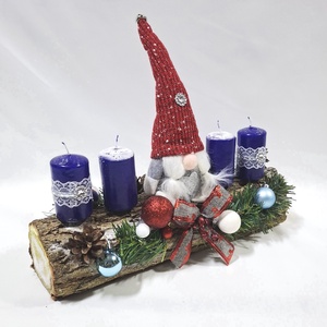 Karácsonyi adventi manó  koszorú, asztaldísz  - karácsony - adventi díszek - adventi koszorú - Meska.hu