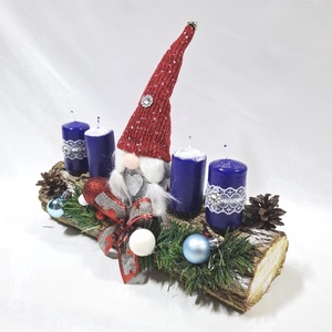 Karácsonyi adventi manó  koszorú, asztaldísz  - karácsony - adventi díszek - adventi koszorú - Meska.hu