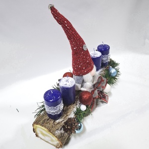 Karácsonyi adventi manó  koszorú, asztaldísz  - karácsony - adventi díszek - adventi koszorú - Meska.hu