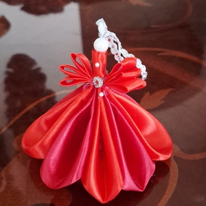 Angyalka szaténból, dekoráció, karácsonyfa dísz - karácsony - karácsonyi lakásdekoráció - karácsonyi lakásdíszek - Meska.hu