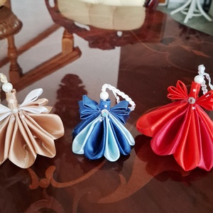 Angyalka szaténból, dekoráció, karácsonyfa dísz - Meska.hu