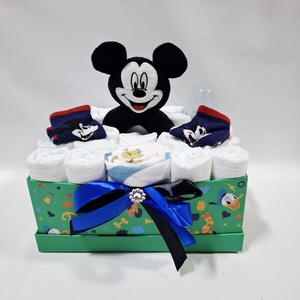  Mickey baba box, pelenkatorta 4-8 kg pelenkatorony, babaváró csomag, kelengye - Meska.hu