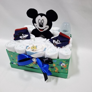  Mickey baba box, pelenkatorta 4-8 kg pelenkatorony, babaváró csomag, kelengye - baba - mama - pelenkázó, babafürdető kellékek - pelenkatorta - Meska.hu