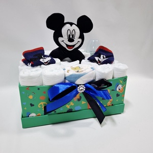  Mickey baba box, pelenkatorta 4-8 kg pelenkatorony, babaváró csomag, kelengye - baba - mama - pelenkázó, babafürdető kellékek - pelenkatorta - Meska.hu