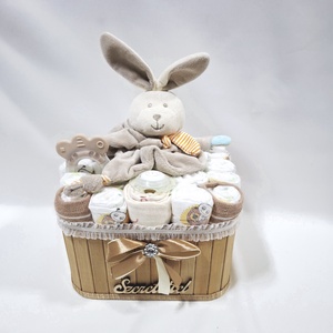  Nyuszi baba box, pelenkatorta 2-5kg pelenkatorony, babaváró csomag, kelengye - baba - mama - pelenkázó, babafürdető kellékek - pelenkatorta - Meska.hu