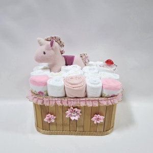 Egyszarvú pelenkatorony, pelenkatorta babaváró csomag 2-5 kg, kelengye, Baba - mama, Babalátogató ajándékcsomag, Mindenmás, MESKA