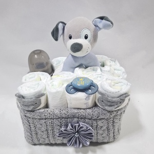 Kutyus baba box, pelenkatorta  2-5 kg pelenka doboz, babaváró csomag - baba - mama - pelenkázó, babafürdető kellékek - pelenkatorta - Meska.hu