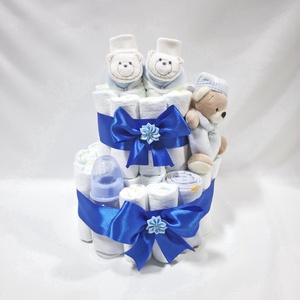 Tipegő maci pelenkatorta 2-5 kg pelenkatorony, babaváró csomag, kelengye - baba - mama - babalátogató ajándékcsomag - Meska.hu