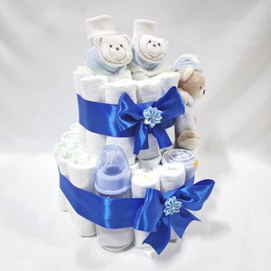 Tipegő maci pelenkatorta 2-5 kg pelenkatorony, babaváró csomag, kelengye - baba - mama - babalátogató ajándékcsomag - Meska.hu