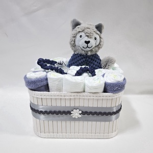 Kis farkas baba box, pelenkatorta 2-5 kg pelenkatorony, babaváró csomag, kelengye, Baba - mama, Pelenkázó, babafürdető kellékek, Pelenkatorta, Mindenmás, MESKA
