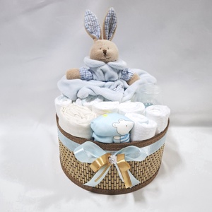 Nyuszi baba box, pelenkatorta 3-6 kg pelenkatorony, babaváró csomag, kelengye - baba - mama - pelenkázó, babafürdető kellékek - pelenkatorta - Meska.hu