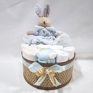 Nyuszi baba box, pelenkatorta 3-6 kg pelenkatorony, babaváró csomag, kelengye, Baba - mama, Pelenkázó, babafürdető kellékek, Pelenkatorta, Mindenmás, MESKA