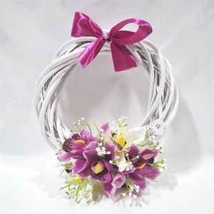 Orchidea virágos koszorú, ajtódísz, ablakdísz, kopogtató - otthon & életmód - dekoráció - ajtó- és ablak dekoráció - ajtódísz & kopogtató - Meska.hu