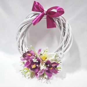 Orchidea virágos koszorú, ajtódísz, ablakdísz, kopogtató - otthon & életmód - dekoráció - ajtó- és ablak dekoráció - ajtódísz & kopogtató - Meska.hu