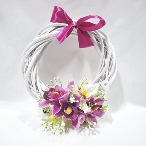 Orchidea virágos koszorú, ajtódísz, ablakdísz, kopogtató - Meska.hu