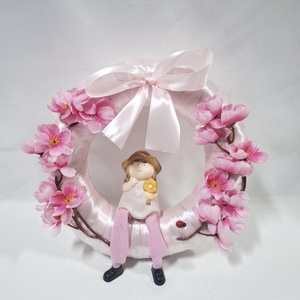 Lágyszínű virágos koszorú, ajtódísz, ablakdísz, kopogtató - otthon & életmód - dekoráció - ajtó- és ablak dekoráció - ajtódísz & kopogtató - Meska.hu