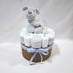 Kutyus baba box, pelenkatorta 2-5 kg pelenkatorony, babaváró csomag, kelengye - baba - mama - pelenkázó, babafürdető kellékek - pelenkatorta - Meska.hu