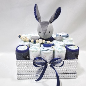 Nyuszi pelenkatorta , 2-5 kg pelenkatorony, babaváró csomag, kelengye, Baba - mama, Pelenkázó, babafürdető kellékek, Pelenkatorta, Mindenmás, MESKA