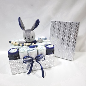 Nyuszi pelenkatorta , 2-5 kg pelenkatorony, babaváró csomag, kelengye - baba - mama - pelenkázó, babafürdető kellékek - pelenkatorta - Meska.hu