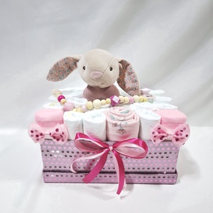 Nyuszi pelenkatorta , 2-5 kg pelenkatorony, babaváró csomag, kelengye, Baba - mama, Pelenkázó, babafürdető kellékek, Pelenkatorta, Mindenmás, MESKA