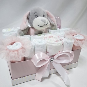 Kutyus pelenkatorta , 2-5 kg pelenkatorony, babaváró csomag, kelengye - baba - mama - pelenkázó, babafürdető kellékek - pelenkatorta - Meska.hu