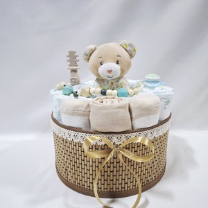 Mackó baba box, pelenkatorta 6-10 kg pelenkatorony, babaváró csomag, kelengye, Baba - mama, Pelenkázó, babafürdető kellékek, Pelenkatorta, Mindenmás, MESKA