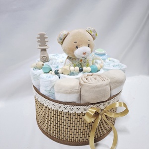 Mackó baba box, pelenkatorta 6-10 kg pelenkatorony, babaváró csomag, kelengye - baba - mama - pelenkázó, babafürdető kellékek - pelenkatorta - Meska.hu