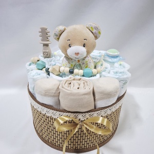 Mackó baba box, pelenkatorta 6-10 kg pelenkatorony, babaváró csomag, kelengye - baba - mama - pelenkázó, babafürdető kellékek - pelenkatorta - Meska.hu